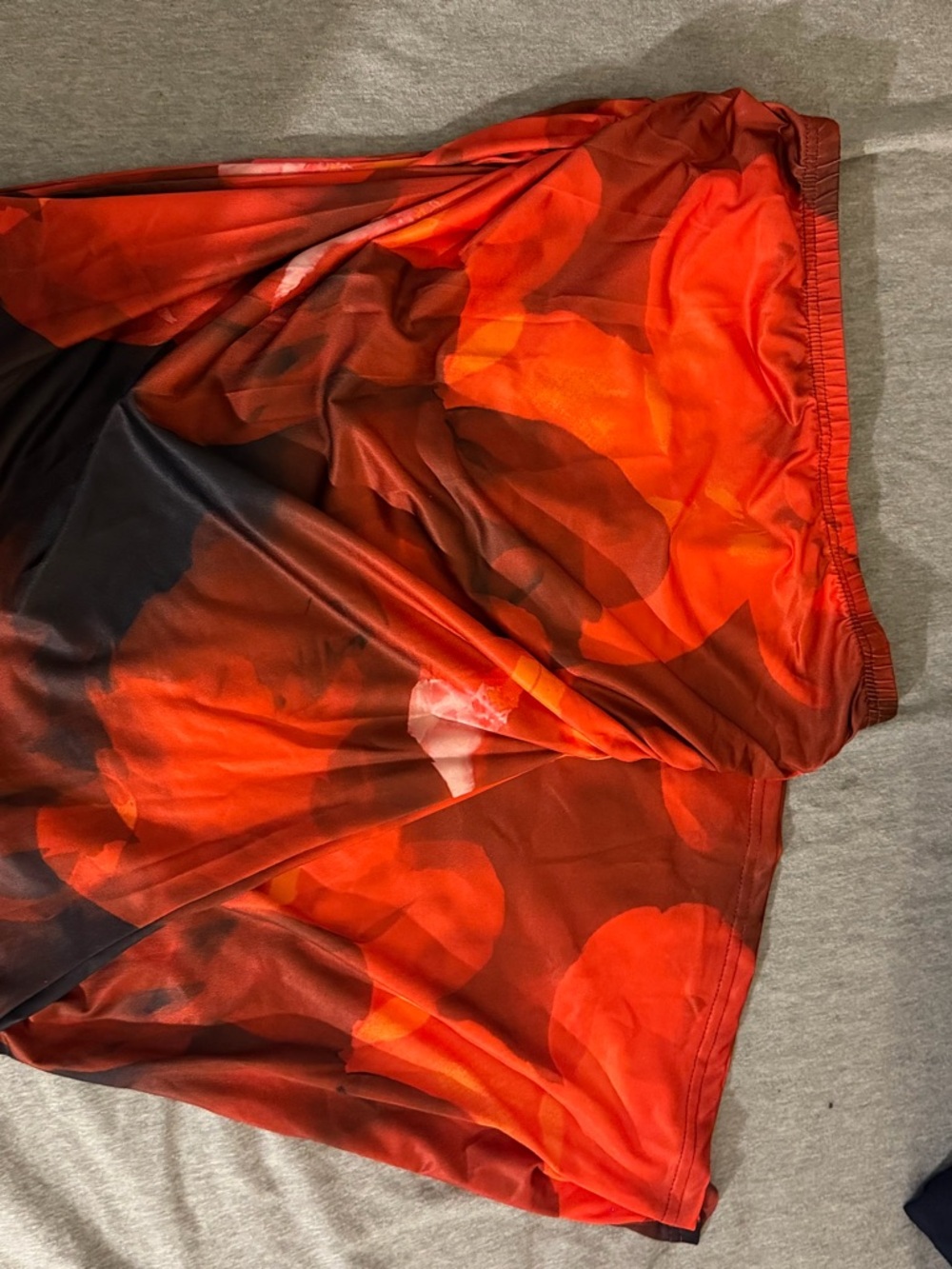 Fashion Nova Red & Black Floral Maxi Skirt